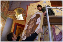 Подготовка домового храма семинарии к престольному празднику (10 апреля 2009 года)